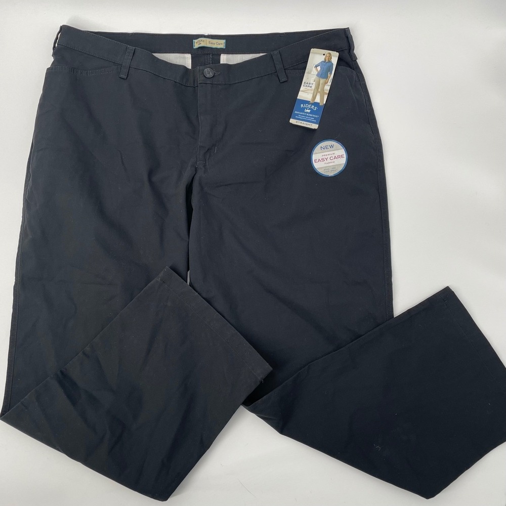 NWT Riders by Lee Navy Straight Leg Work Pants 22W Petite High Rise Career